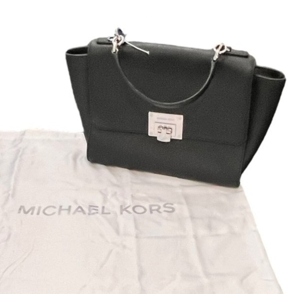 🎉SALE🎉 MICHAEL KORS Talia MK Satchel Black Saffiano Leather Top Handle Dustbag